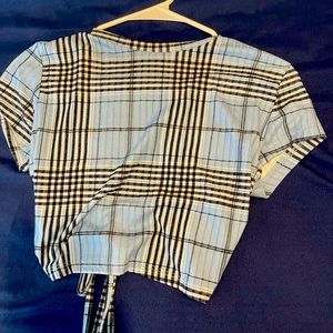 blue flannel crop top